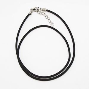 Black Rubber Cord - 18" with Stainless Steel Clasp